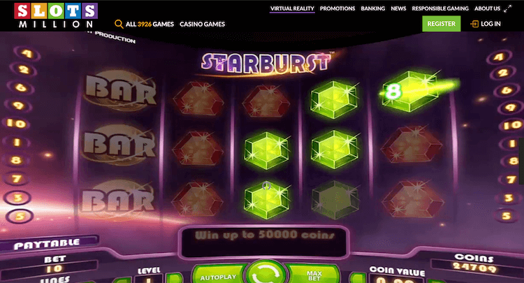 SlotsMillion Starburst Virtual Reality