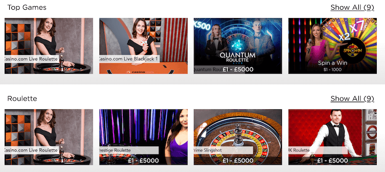 Casino.com Live Casino