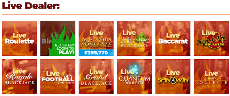 Chilli Casino Live Games